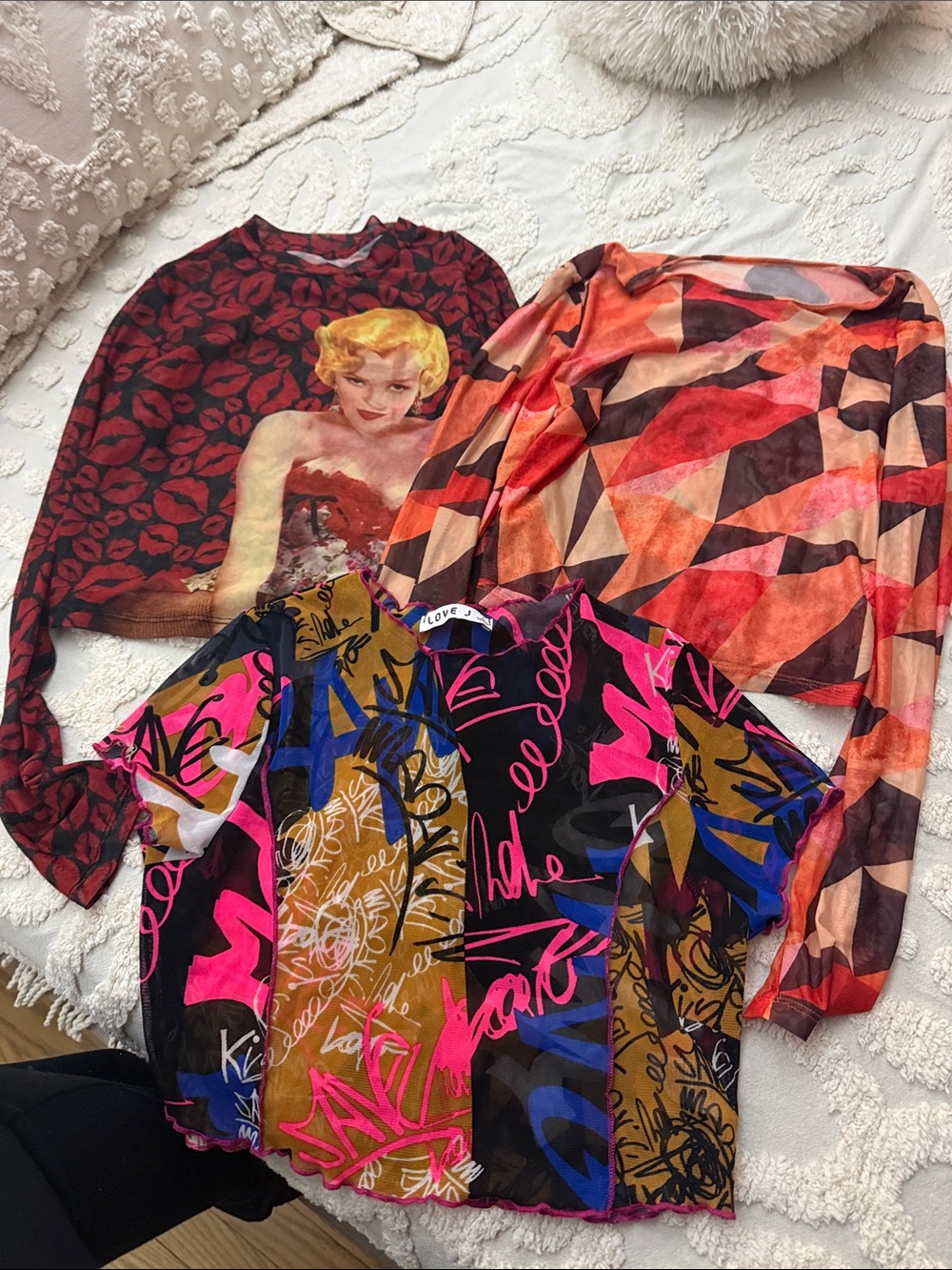 Colorful Women's Mixed Print Blouse - Pink, Red, Orange
